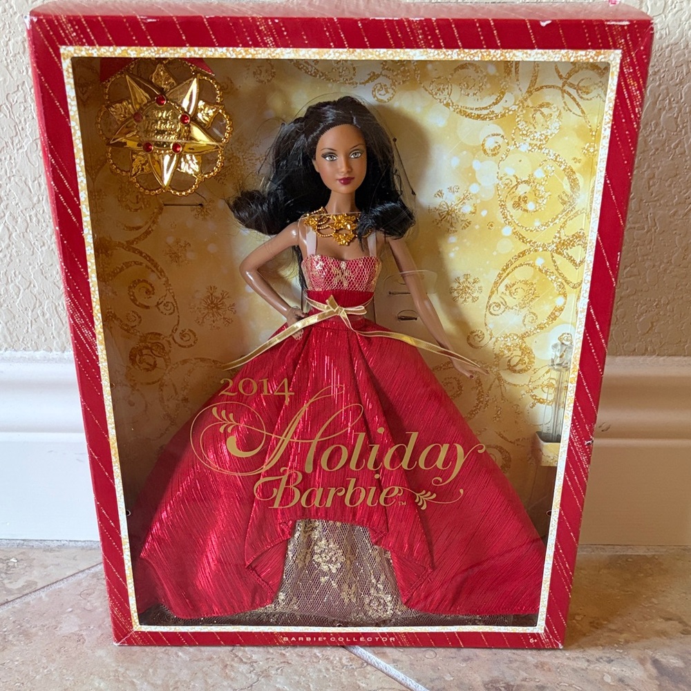 2014 AA Barbie Holiday Doll in Elegant Red and Gold